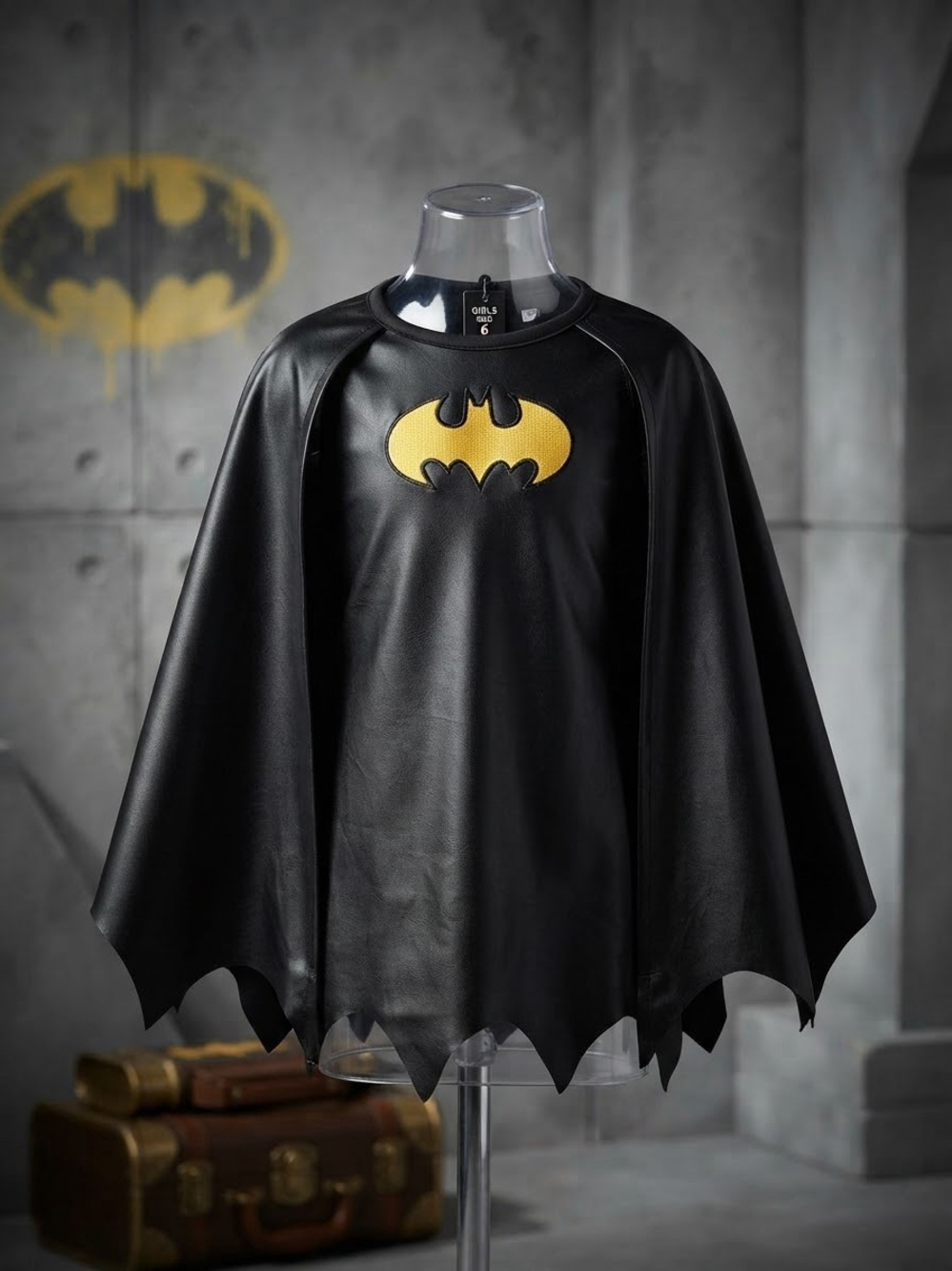 DC Comics Black and Yellow Bat Bat Girl Cape Kids Costume size S